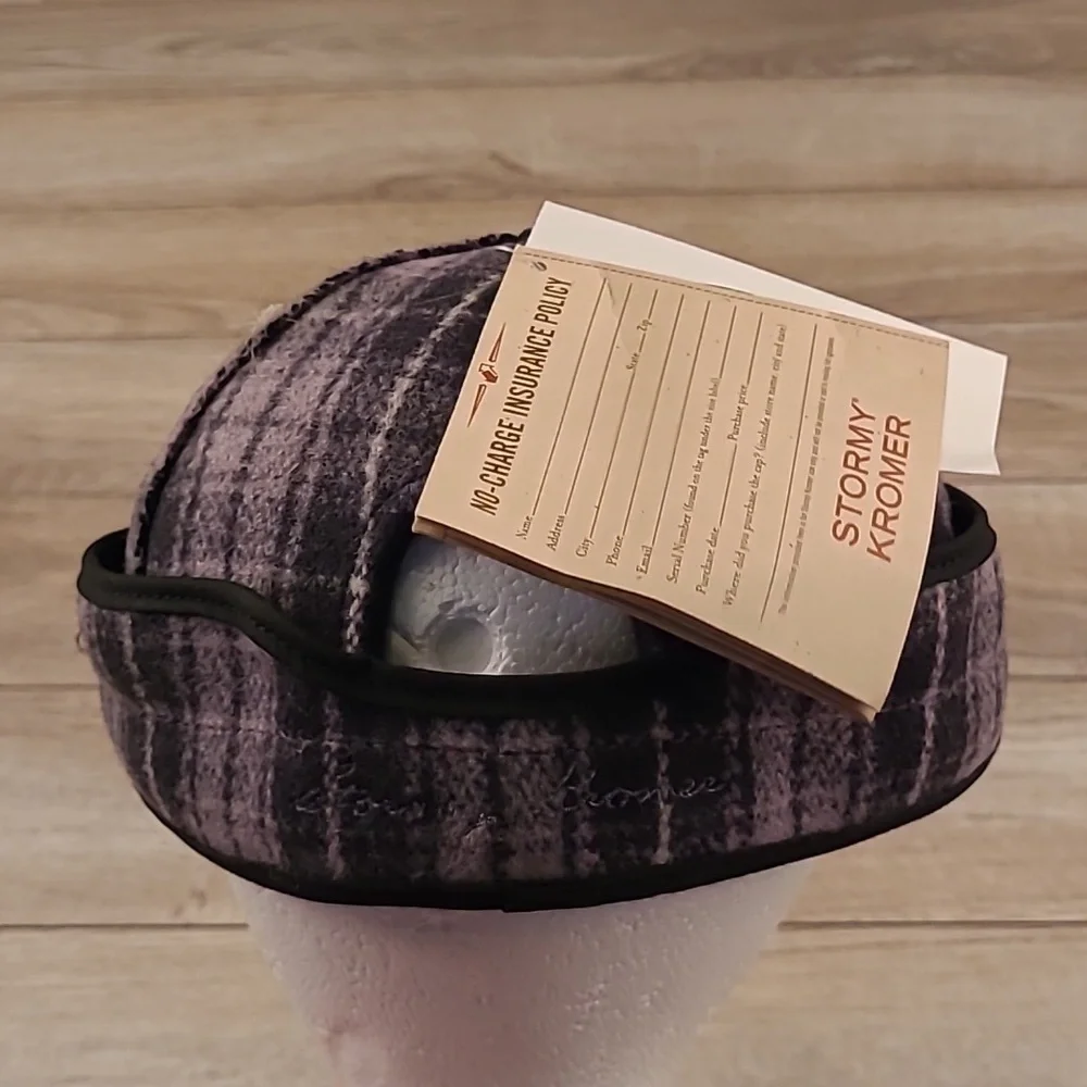 STORMY KROMER The Millie Silver Stone Grey Plaid Fleece Hunting Back Hat Cap NEW